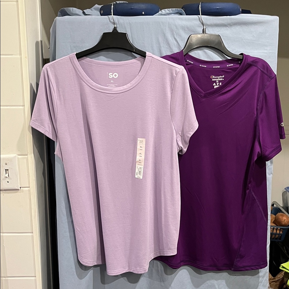 SO Lavender Crew Neck Tee 2pc size XL purple champion bundle